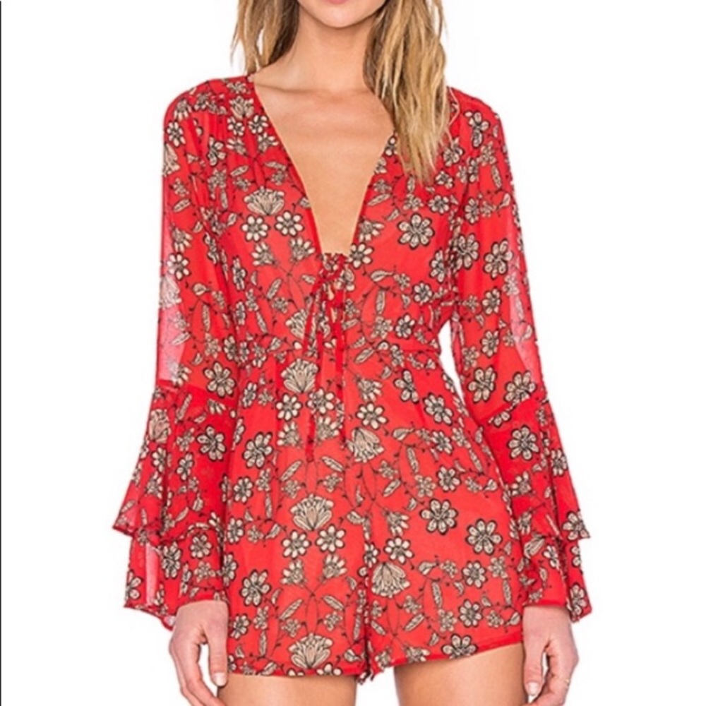 Xs for love and lemons Pia romper, red